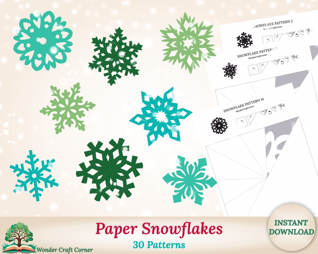 Paper Snowflake Patterns, 30 Printable DIY Templates, Printable Paper ...
