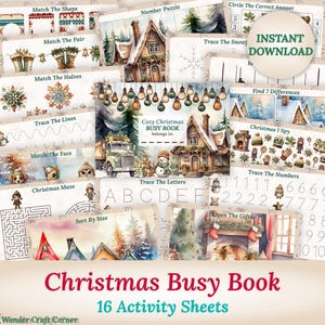 Cozy Christmas Busy Book, Personalized Toddler Busy Book, Christmas Activities, Printable Preschool Activities, Printable Learning Binder