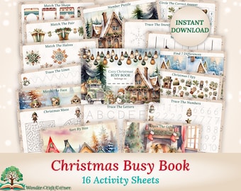 Cozy Christmas Busy Book, Personalized Toddler Busy Book, Christmas Activities, Printable Preschool Activities, Printable Learning Binder