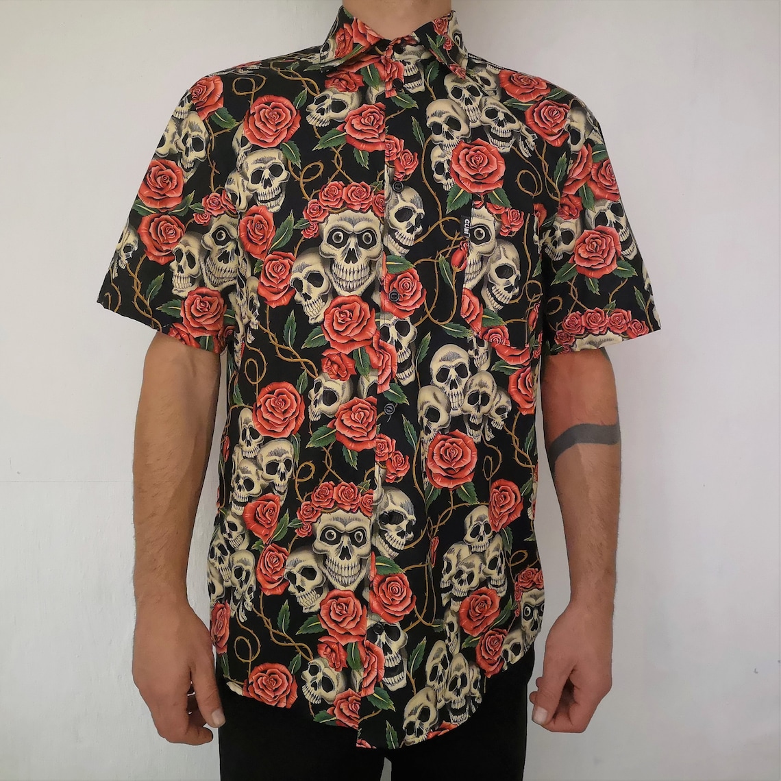 Skull and Roses Shirt | Etsy