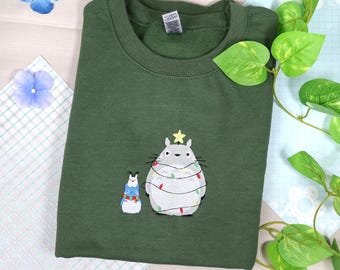 Totoro Christmas Studio Ghibli Embroidered T-shirt Sweatshirt Hoody Crewneck