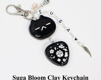 Suga Bloom Clay Keychain BTS KPOP Charm Handmade Polymer Clay Beaded