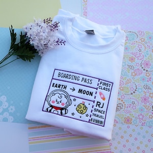 RJ Moon Boarding Pass KPOP Embroidered Sweatshirt Crewneck