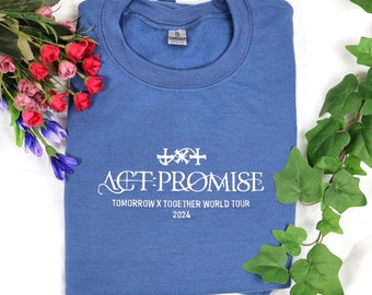 TXT Act Promise World Tour 2024 Kpop Embroidered Crewneck Sweatshirt Tshirt