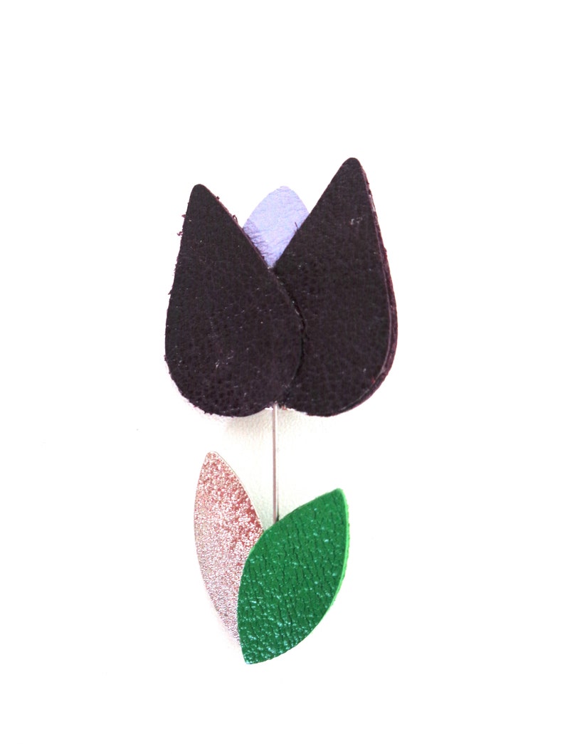 Broches en cuir en forme de tulipes tulipe violette