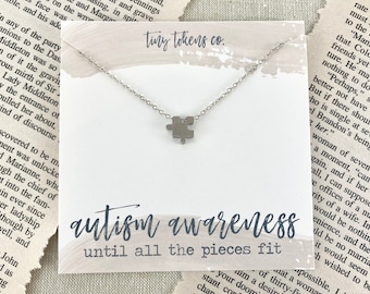 Autism Awareness, Until All The Pieces Fit, Puzzle Piece Necklace, Awareness Necklace, Autism Diagnosis, Special Needs Gift, Therapist Gift