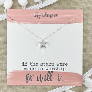 If The Stars Are Made To Worship So Will I, Star Necklace, Minimalist, Dainty Necklace, Worship, Lyrics, Christian Gift, Silver, Gold