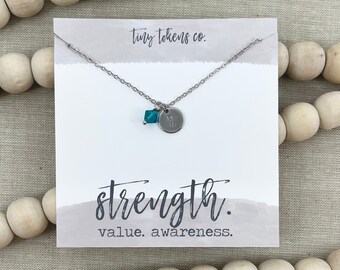 Ovarian Cancer Awareness Necklace, Tourette's Syndrome, Spina Bifida, PTSD, OCD, Food Allergies, Teal Ribbon, Awareness