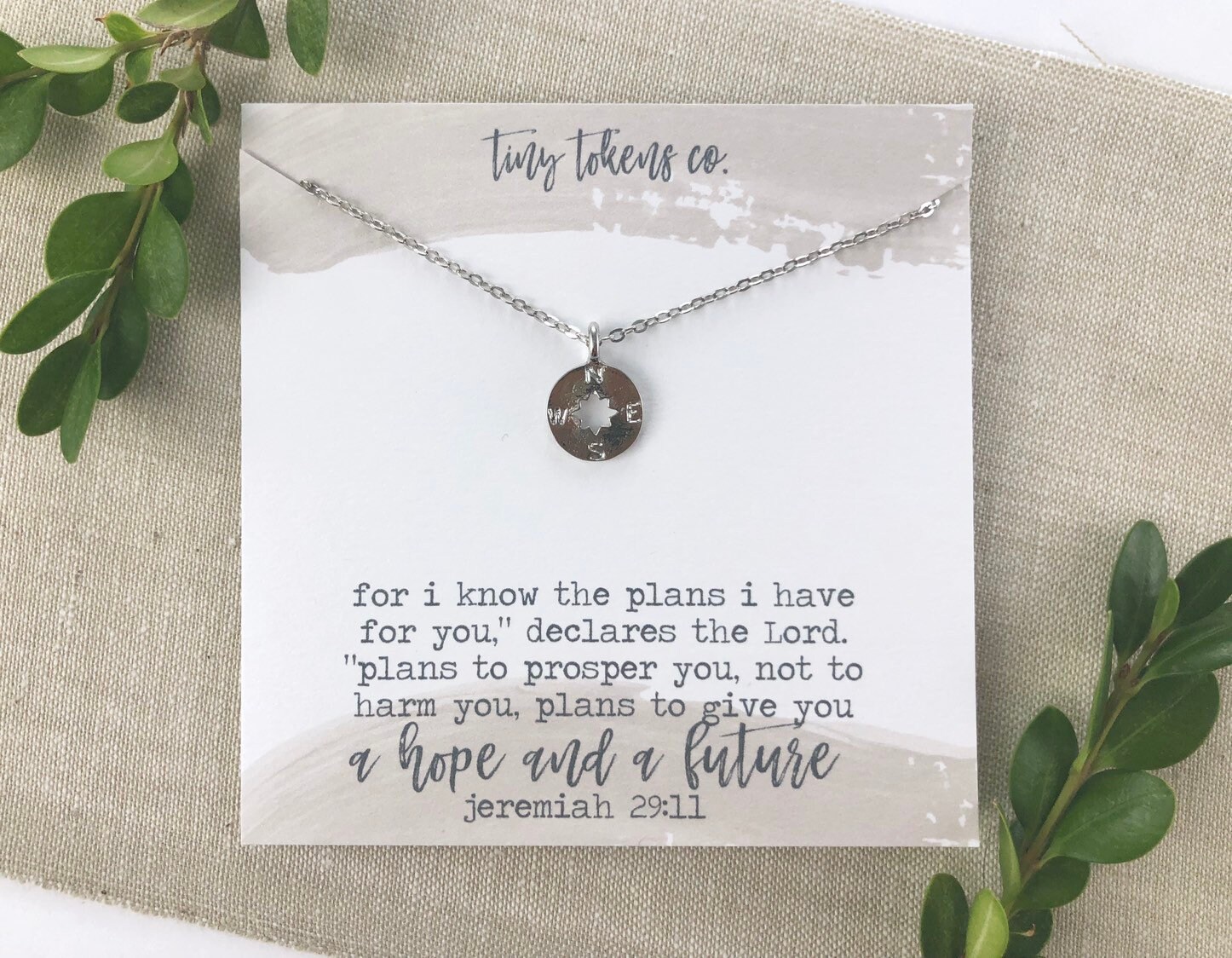Jeremiah 29:11, Dainty compass necklace, For I Know The Plans I Have …