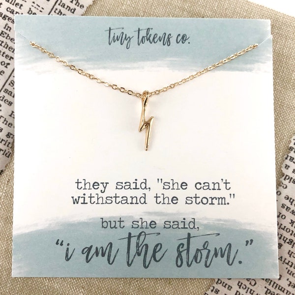 I Am The Storm, Lightning Bolt Necklace, Jewelry with Card, Strong Woman, Storm Necklace, Gift