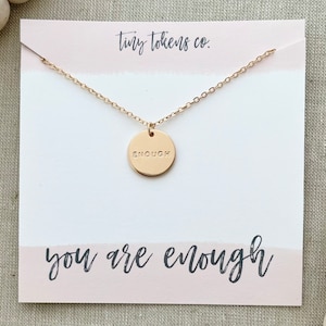 You Are Enough, Reminder Necklace, Engraved, Strong Woman, Enough Necklace, Christian Gift, Jewelry with Card, I Am Enough