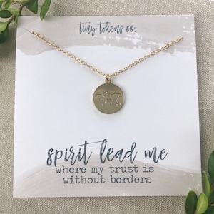 Spirit Lead Me Where Your Trust Is Without Borders, Globe Necklace, Adoption Gift, Missionary, Mission Trip, Travel Gift, Necklace with Card