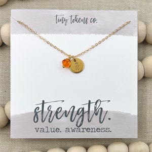 Multiple Sclerosis, Kidney Cancer, Leukemia, ADHD, Orange Awareness Ribbon Necklace