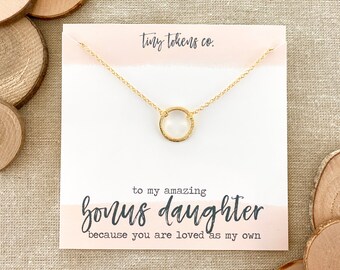 Bonus Daughter, Circle Necklace, Love You As My Own, Gift, Stepdaughter, Friend, Daughter In Law