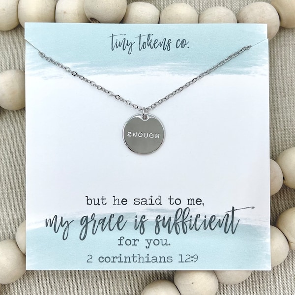 My Grace Is Sufficient For You, 2 Corinthians 12:9, Bible Verse Necklace, Enough Necklace, Small Group, Christian Gift, Necklace with Card