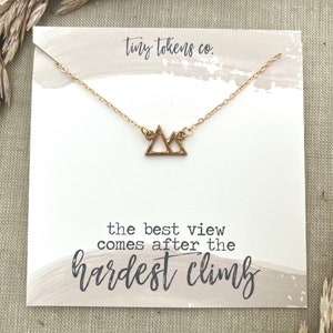 The Best View Comes After The Hardest Climb, Mountain Necklace, Dainty, Friend Gift, Christian, Graduation, Necklace with Card