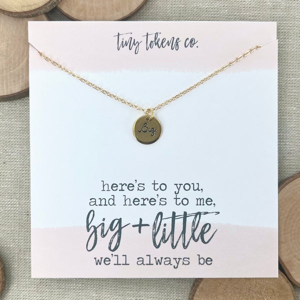 Big and Little We'll Always Be, Stamped "Big" Necklace, Big Sister, Sorority, Rush, Recruitment, Bid Day, Sisters, Greek Life, silver