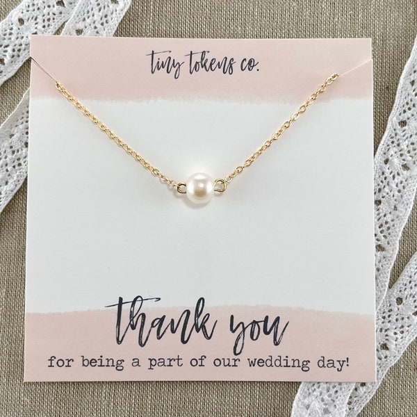 Thank You For Being A Part Of My Wedding Day, Dainty Pearl Necklace, Wedding Gift, Wedding Party, Wedding Coordinator Gift, Wedding Planner