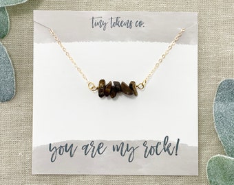 You Are My Rock, Beaded Rock Necklace, Thank You, Encouragement, Best Friend, Faith, Strength, Rock Necklace, Gift