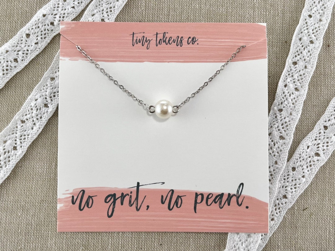 No Grit No Pearl, Dainty Pearl Necklace, Minimalist Pearl Necklace, Gift,  Endurance, Strength, Encouragement Gift, Girl Power