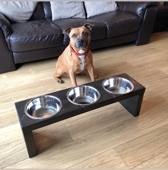 wooden dog feeder