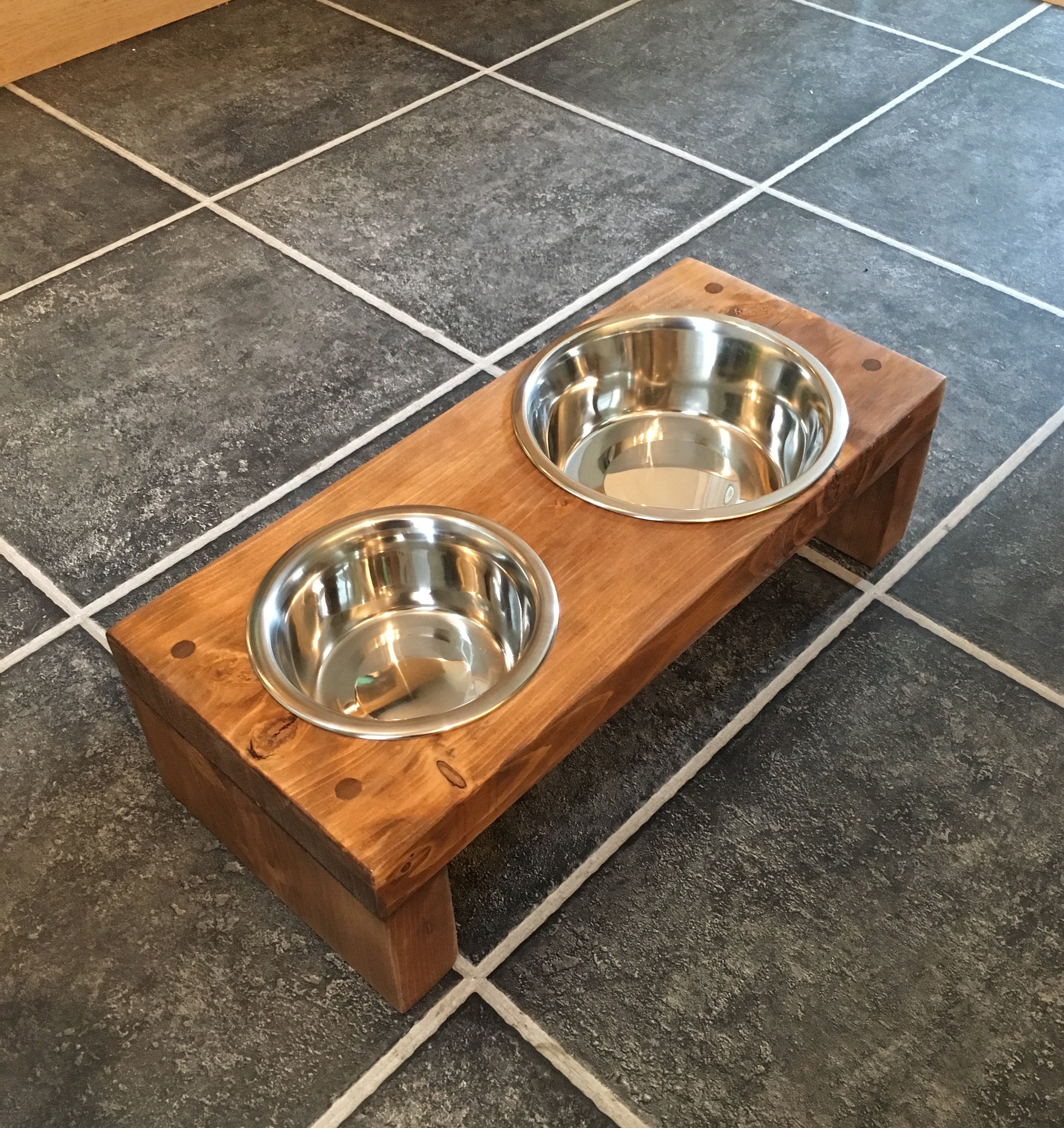 15cm Wooden Dog Bowl Feeding Stand Medium Oak Etsy