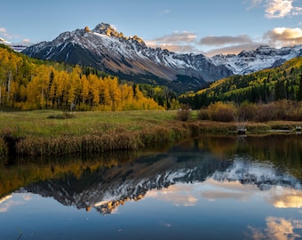 Mt. Sneffels Sunset Landscape Photography - Telluride, Colorado Mountain Reflection Print