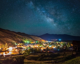 Creede, Colorado, At Night, Landscape Photo Print