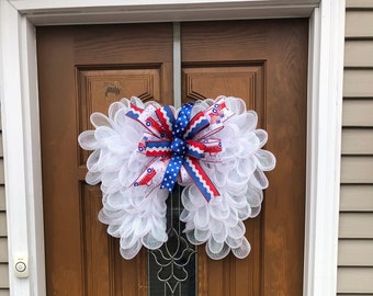 Memorial Wings,Angel wing wreath,Graveside wreath,Patriotic wreath,Patriotic Memorial wreath,Cemetary Wings,Angel wings,Beloved wings