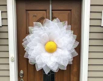 Daisy wreath,Daisy door wreath,Large flower wreath,Large flower door wreath,Daisy door decor,Large flower decor,Spring daisy wreath