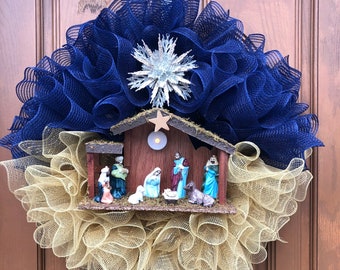 Nativity Door Wreath,Nativity Wreath,Nativity Door decor,Christmas Nativity,Baby Jesus Wreath,Bethleham Wreath,Christian Christmas,