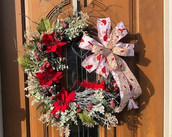 Cardinal grapevine,redbird grapevine,xmas cardinal grapevine,winter cardinal wreath,cardinal door wreath,cardinal door decor,redbird decor