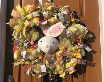 Bunny Head Wreath,Easter Rabbit Wreath,Easter Bunny Wreath,Rabbit Door Wreath,Rabbit Door Decor,Easter Door Wreath,Easter Door Decor