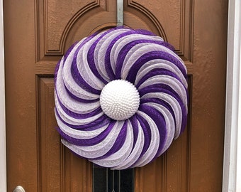 Purple and Pearl Wreath,Purple Flower Wreath,Purple Door Wreath,Large Flower Wreath,Purple and White Wreath,Large Flower Decor,I Love Purple