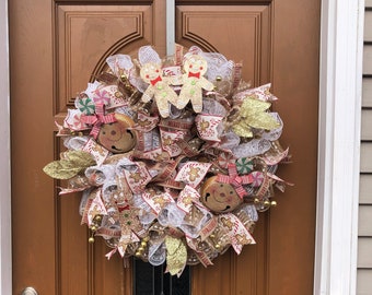 Gingerbread Girl Wreath,Gingerbread Door Wreath,Gingerbread Xmas Decor,Gingerbread Home Decor,Gingerbread Door Decor,Gingerbread Xmas Wreath