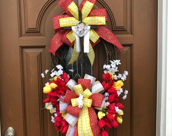 Easter Cross Wreath,Easter Cross Grapevine,Red Tulip Wreath,Yellow Tulip Wreath,Spring Tulip Wreath,Church Cross Wreath,Church Door Decor