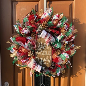 Christmas Sled Decor, Christmas Deco Mesh, Christmas Door Decor, Christmas Wreath, Buffalo Plaid Decor, Sled Wreath, Sled Door Wreath