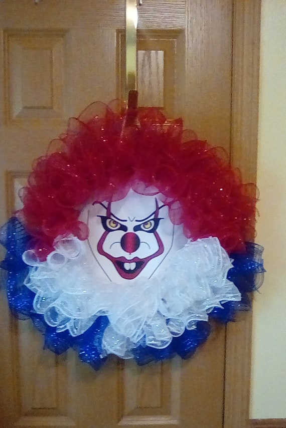 Scary Halloween Clown Halloween Clown Wreath Scary Clown Etsy