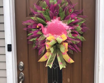 Flamingo Door Wreath, Pink Flamingo Wreath, Flamingo Wreath, Flamingo Lake Wreath, Flamingo Door Decor, Pink Flamingo Decor