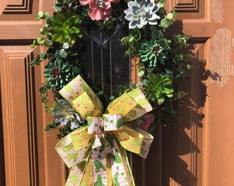 Southwest Cactus Wreath, Desert Cactus Wreath, Southwest Home Decor, Desert Cactus Decor, Colorful Cactus Decor, Cactus Door Wreath