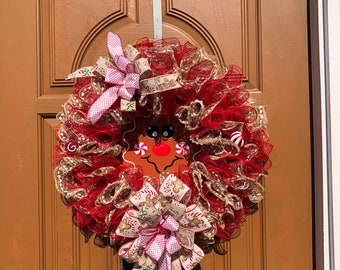 Gingerbread Girl Wreath,Gingerbread Door Wreath,Gingerbread Wreath,Gingerbread Girl Decor,Xmas Gingerbread Wreath,Xmas Gingerbread Girl