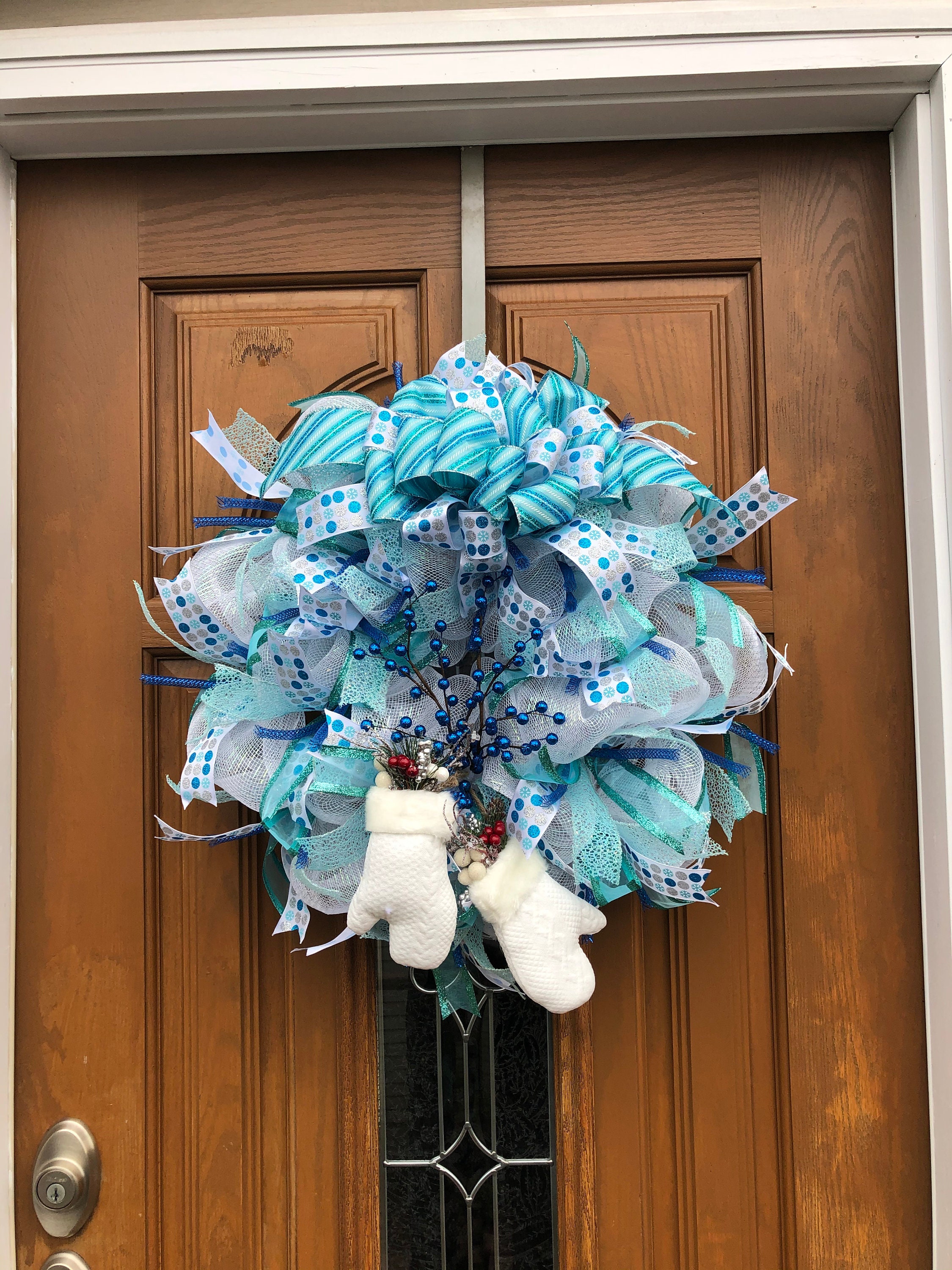 Winter Door Wreath, Winter Deco Mesh, Winter Blue Wreath ...