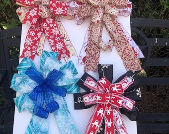 Handmade Seasonal Bows, Handmade Bows for Gifts, Bows for Crafts, Bows for Wreath, 3 Ribbon Bows, Fall Bows, Christmas Bows