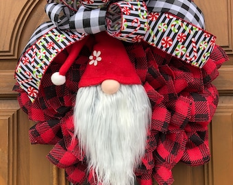 Santa Door Decor, Pancake Wreath, Holiday Santa Decor, Santa Wreath, Grandparent Gift, Senior Gift, Nursing Home Gift, Holiday Wreath