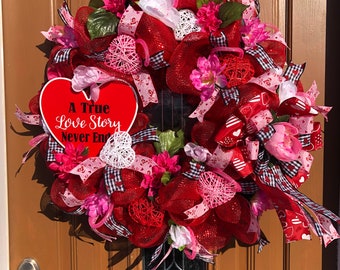 Valentine Door Decor,Valentine Door Wreath,Valentine Wreath,Valentine for Her,Heart Door Wreath,Heart Door Decor,I Love Your Wreath,Red Deco