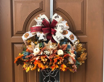 Pumpkin Door Wreath,Pumpkin Door Decor,Fall Pumpkin Wreath,Fall Pumpkin Door Decor,Pumpkin Floral Wreath,Pumpkin Floral Decor,Large Pumpkin