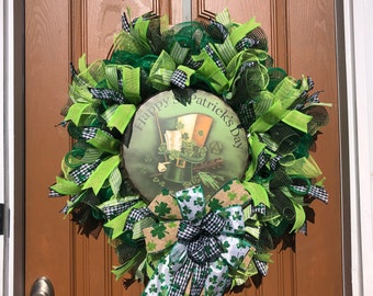 St Patrick Day Wreath,Leprechaun Door Decor,Irish Blessing Wreath,Luck of the Irish Wreath,Happy St Pattys Day Decor,St Patrick Day Wreath