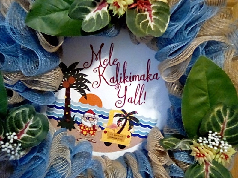 Hawaiian Wreath Hawaiian Christmas Decor Hawaiian Door Etsy