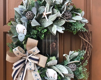 Seashell Door Wreath,Seashell Door Decor,Lakehouse Wreath,Lakehouse Door Decor,Nautical Wreath,Nautical Door Wreath,Seashell and Sand Wreath