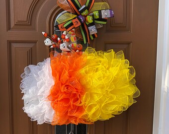 Candy Corn Wreath,Halloween Candy Corn,Halloween Door Decor,Halloween Door Wreath,Halloween Wreath,Candy Corn Halloween,Halloween Candy